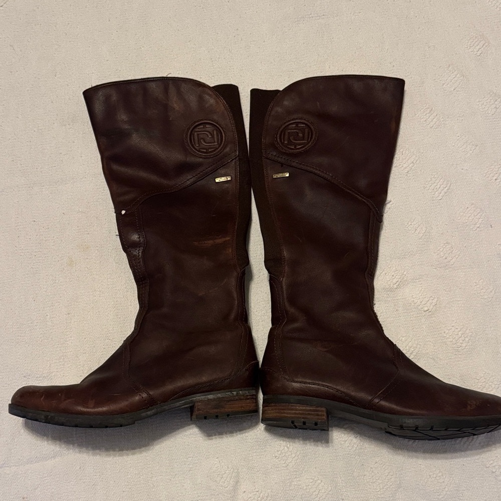 Rockport LEATHER brown Riding Boots 8.5 Medium Calf * Great Condition *knee High